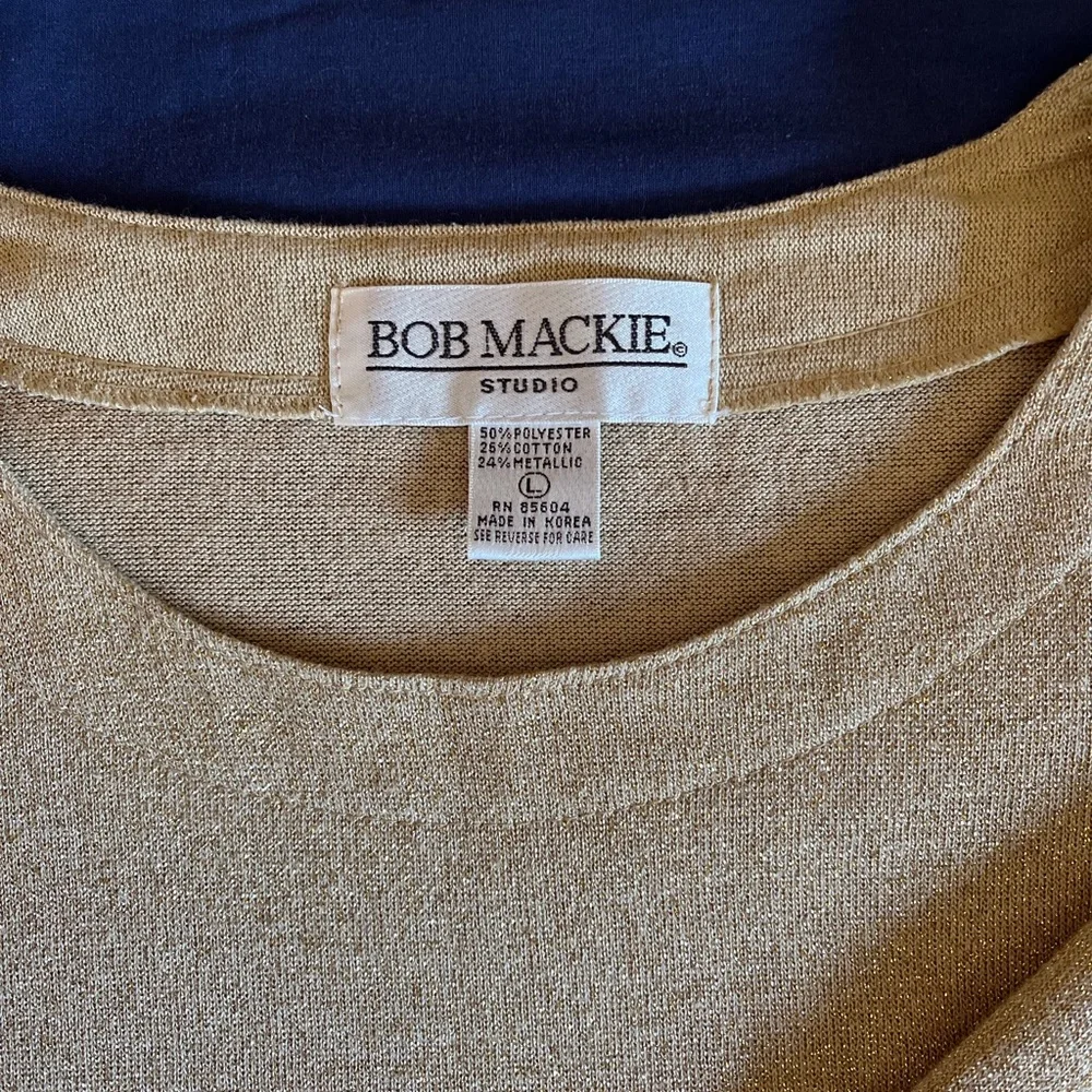 Bob Mackie Gold w/Metallic Shimmer Oversized Long Sleeve Tunic Sz. L - Picture 5 of 6